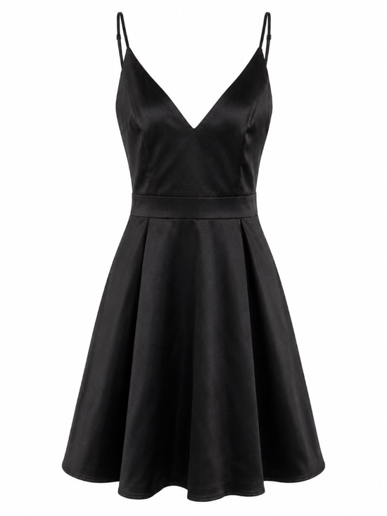 Lulus Dresses & Skirts - Lulus Black Satin Fit-and-Flare Dress – Size Small